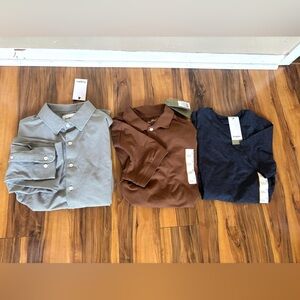 Goodfellow & Co Gray button up brown polo navy blue basic tee size S